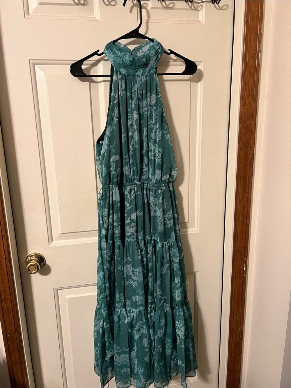 Lulu's Teal Floral Halter Midi Dress